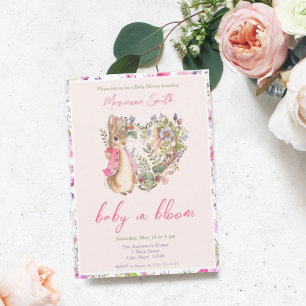 Convites Peter, o Chá de fraldas da Garota Floral Rosa de C