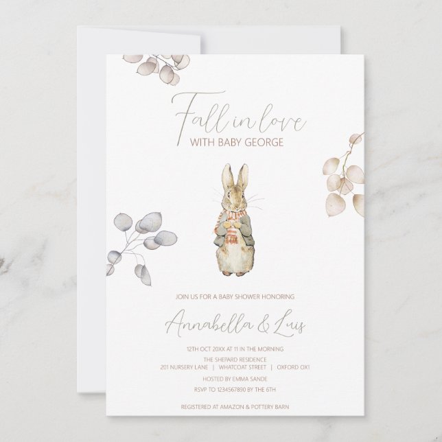 Convites Peter o Chá de fraldas de inverno do outono do Coe (Frente)