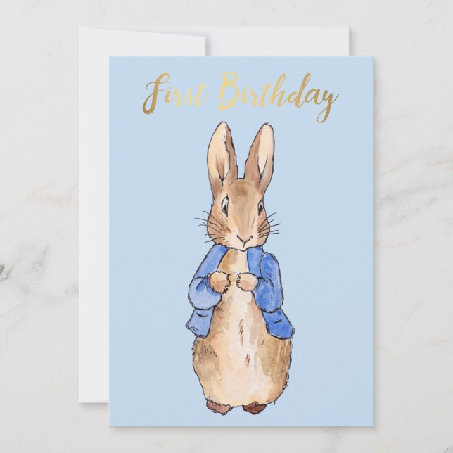 Convites Peter o Rabbit Primeiro aniversário (Frente)