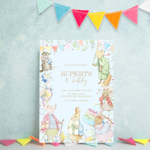 Convites Peter o Rabbit Primeiro Aniversário Azul