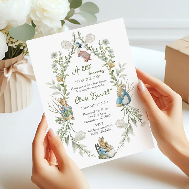 Convites Peter, o Rabbit Wildflower Baby, está a caminho (Criador carregado)