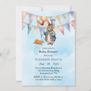 Convites Peter Rabbit Watercolor Baby Chá