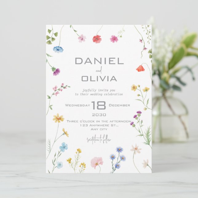 Convites Petite Floral Patterned Wedding (Em pé/Frente)