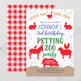 Convites Petting zoo, Boy, Banyard Fazenda Animal Aniversár