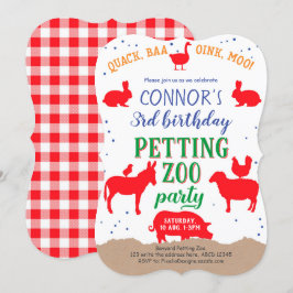 Convites Petting zoo, Boy, Banyard Fazenda Animal Aniversár