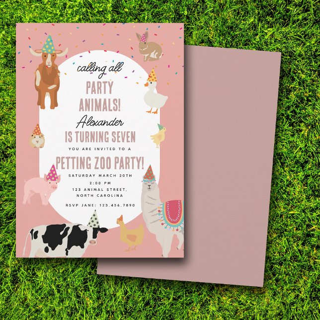 Convites Petting Zoo Party Animals Barnyard Birthday Girl (Petting Zoo Party Animals Barnyard Birthday Girl Invitation)