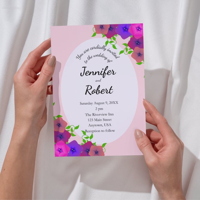 Convites Petunia Rosa Romântica Suave (Criador carregado)