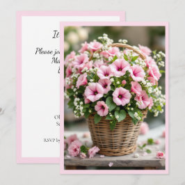 Convites Petúnias de Primavera em Rosa Festa Personalizada