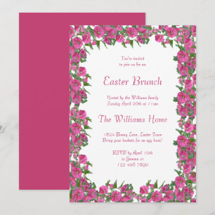 Convites Petúnias Florais Românticas Quadro de Brunch de Pá