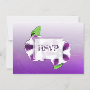Convites Petúnias Roxas Florais RSVP & Cardápio de Casament