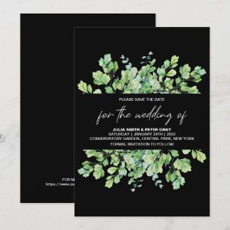 Convites Phantom Black Leafy Salvar O Casamento De Data