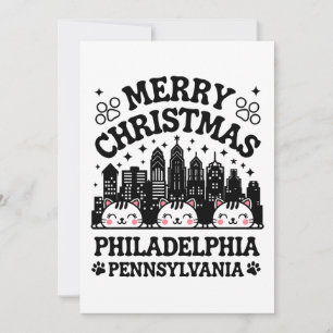 Convites Philadelphia City Pensilvânia Merry Christmas Cat
