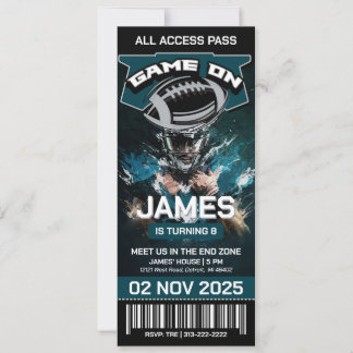 Convites Philadelphia Football Ticket Birthday Invitation