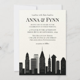 Convites Philadelphia Pennsylvania City Skyline Wedding Inv