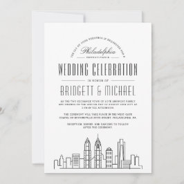 Convites Philadelphia Wedding | Linha Skyline Moderna de De
