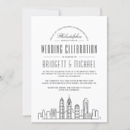 Convites Philadelphia Wedding | Linha Skyline Moderna de De