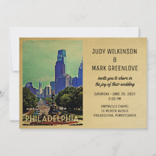 Convites Philadelphia Weding Invitation Vintage Philly