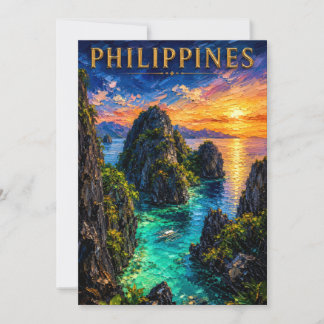 Convites Philippines: Tropical Sunset Palawan Coast Art Sou