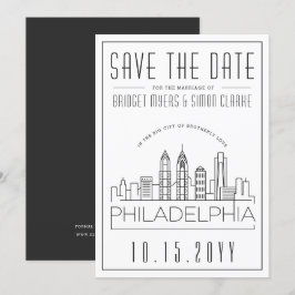 Convites Philly Wedding | Skyline Estilizado Salvar a Data
