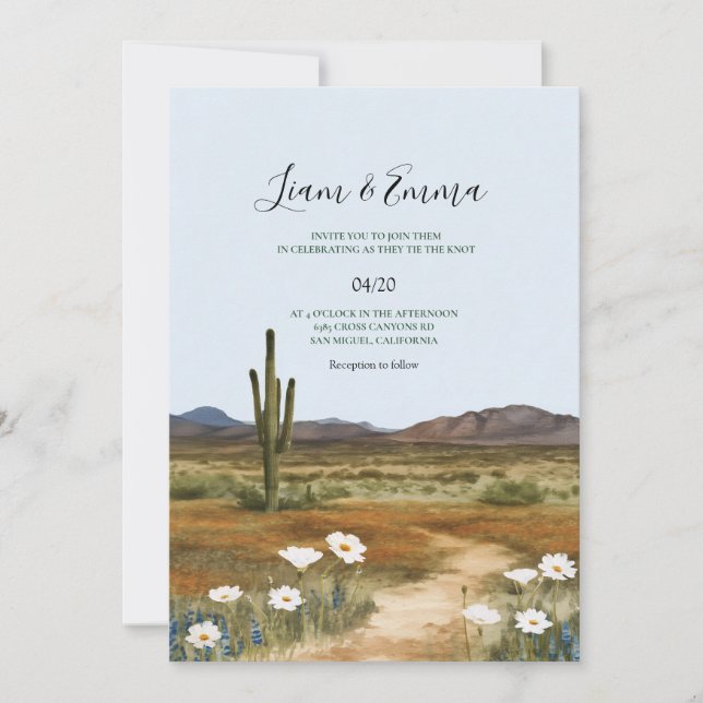 Convites Phoenix Arizona Cactus Destination Wedding (Frente)