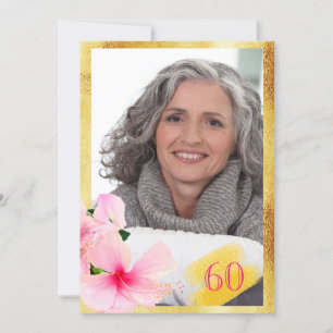 Convites Photo 60th birthday party tropical floral white