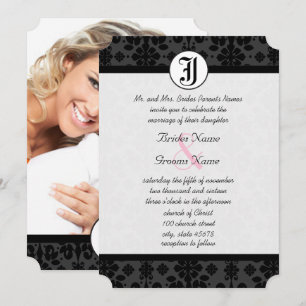 Convites Photo Black Damask Wedding Invites