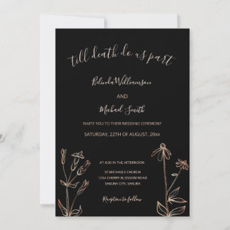 Convites PHOTO | Black Rose Gold Wildflower | Goth Wedding 