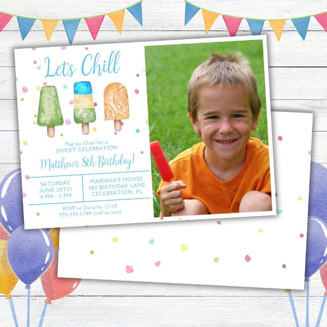 Convites Photo Boy Summer Chill Popsicle Birthday (Criador carregado)