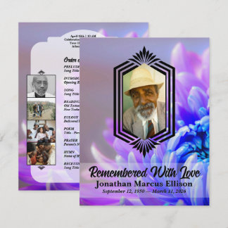 Convites Photo Celebration of Life with Blue Chrysanthemum