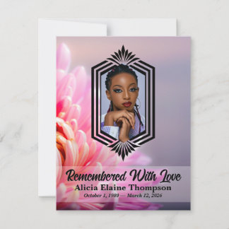 Convites Photo Celebration Program — Pink Chrysanthemum