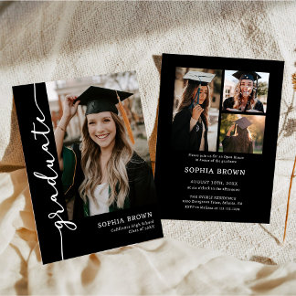 Convites Photo Collage Graduate Graduation Party Invitation