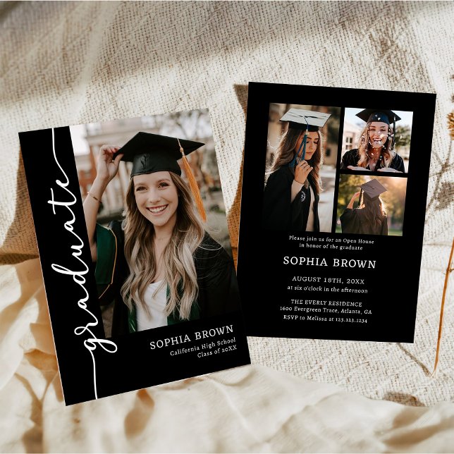Convites Photo Collage Graduate Graduation Party Invitation (Criador carregado)