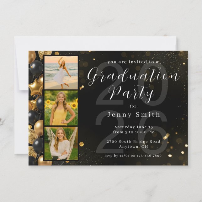 Convites Photo Collage Graduation Party Invitation (Frente)