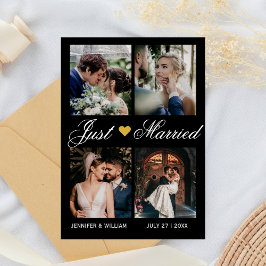 Convites Photo Collage Just Married Wedding Announcement