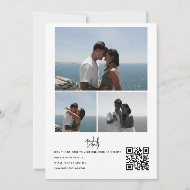Convites Photo Collage Wedding | Qr Code Invitations (Verso)