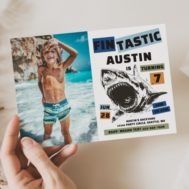 Convites Photo Fin-Tastic Shark Birthday Invitation (Criador carregado)