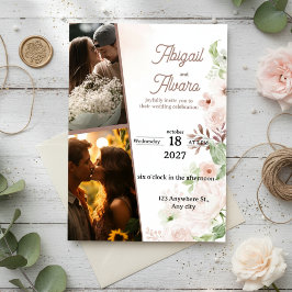 Convites Photo Floral Wedding Invitation Fall Boho Autumn