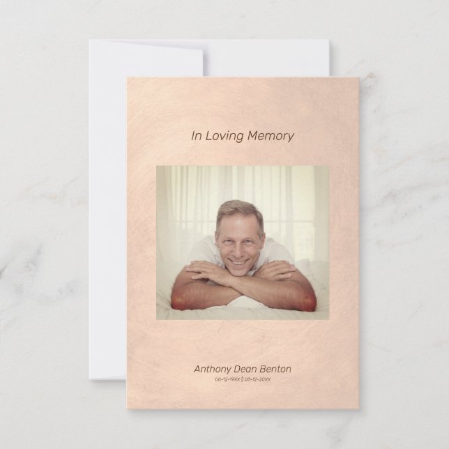 Convites Photo Funeral Invitation Faux Metallic Effect (Frente)