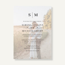 Convites Photo Heart Script QR Code Wedding