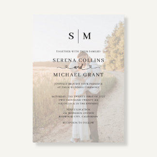 Convites Photo Heart Script QR Code Wedding