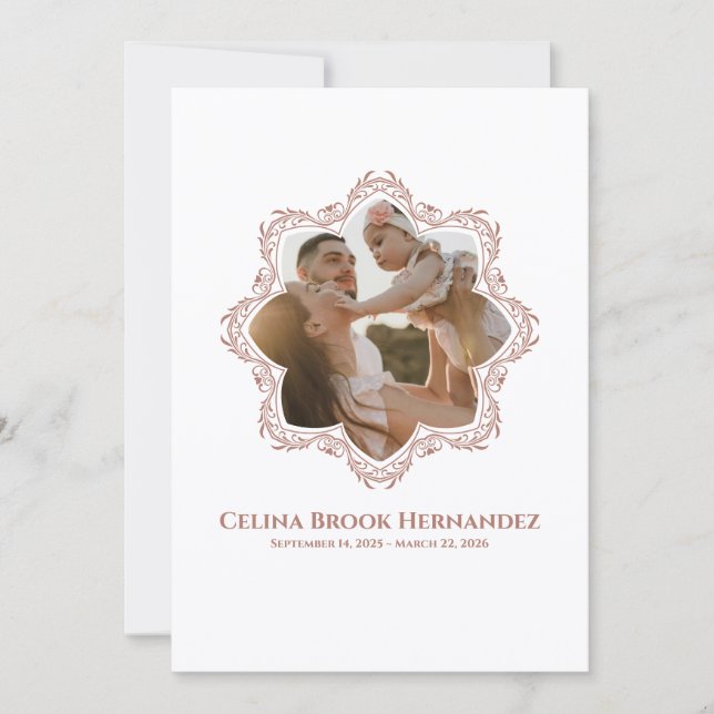 Convites Photo Memorial Program — Rose Brown Frame (Frente)