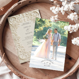 Convites Photo Monogram Embossed Baroque Wedding Invitation