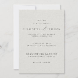 Convites Photo Monogram White Faux Linen Wedding Invitation