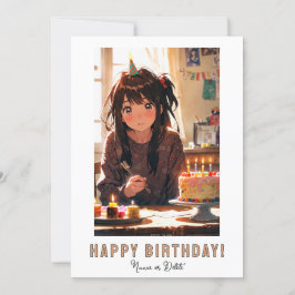 Convites *PHOTO NAME Birthday Cake ANIME Girl 