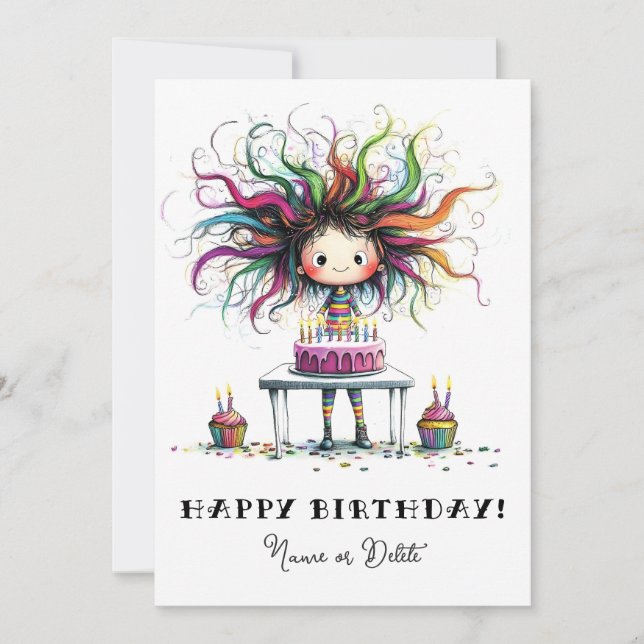 Convites * # PHOTO NAME Birthday Card Personalize Whimsical (Frente)