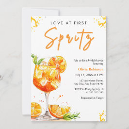 Convites Photo Orange Love at First Spritz Bridal Shower