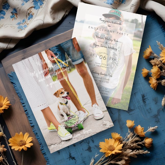 Convites Photo Pet Funny Couple Engagement Party (Photo Pet Funny Couple Engagement Party Invitation Card.)