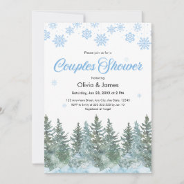 Convites Photo Pine Winter Snowflakes Couples Bridal Shower