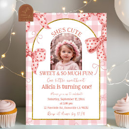 Convites Photo Pink Bow Cute Sweetheart Girl Birthday