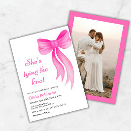 Convites Photo Pink Bow She's Tying the Knot Bridal Shower 